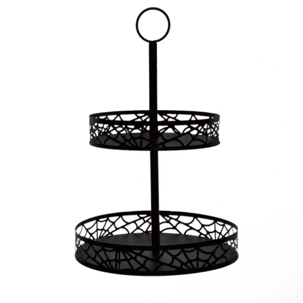 BNIB- 14.8” x 10”- Two Tiered- Black Metal Decorative Spider Web 🕸️ Tray